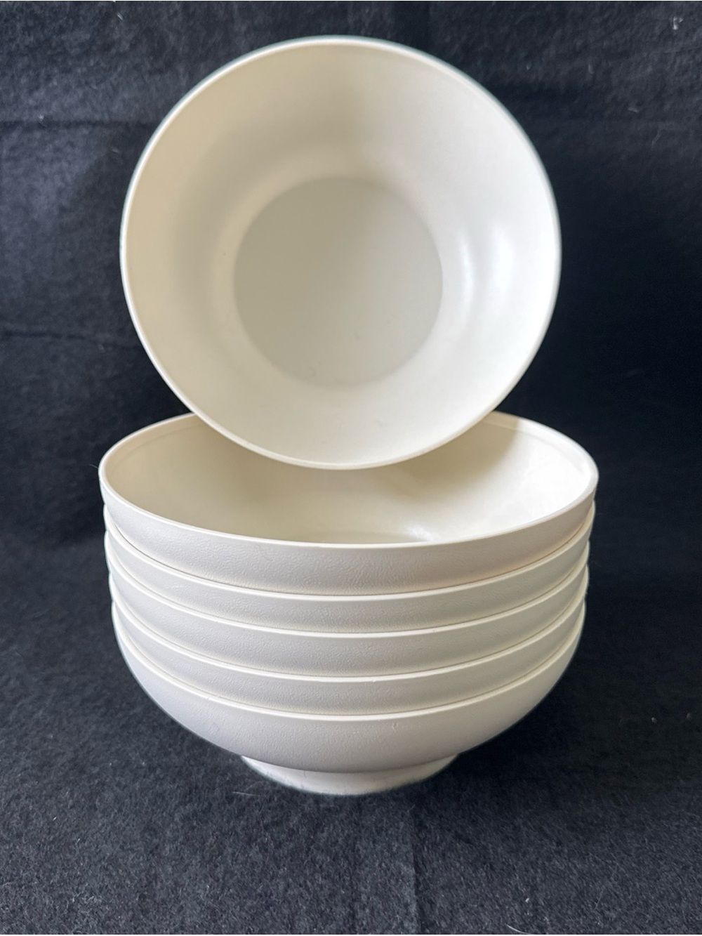 Tupperware Bowl Lot of 6 #890 -36 Almond Footed Cereal Soup Bowls Vintage